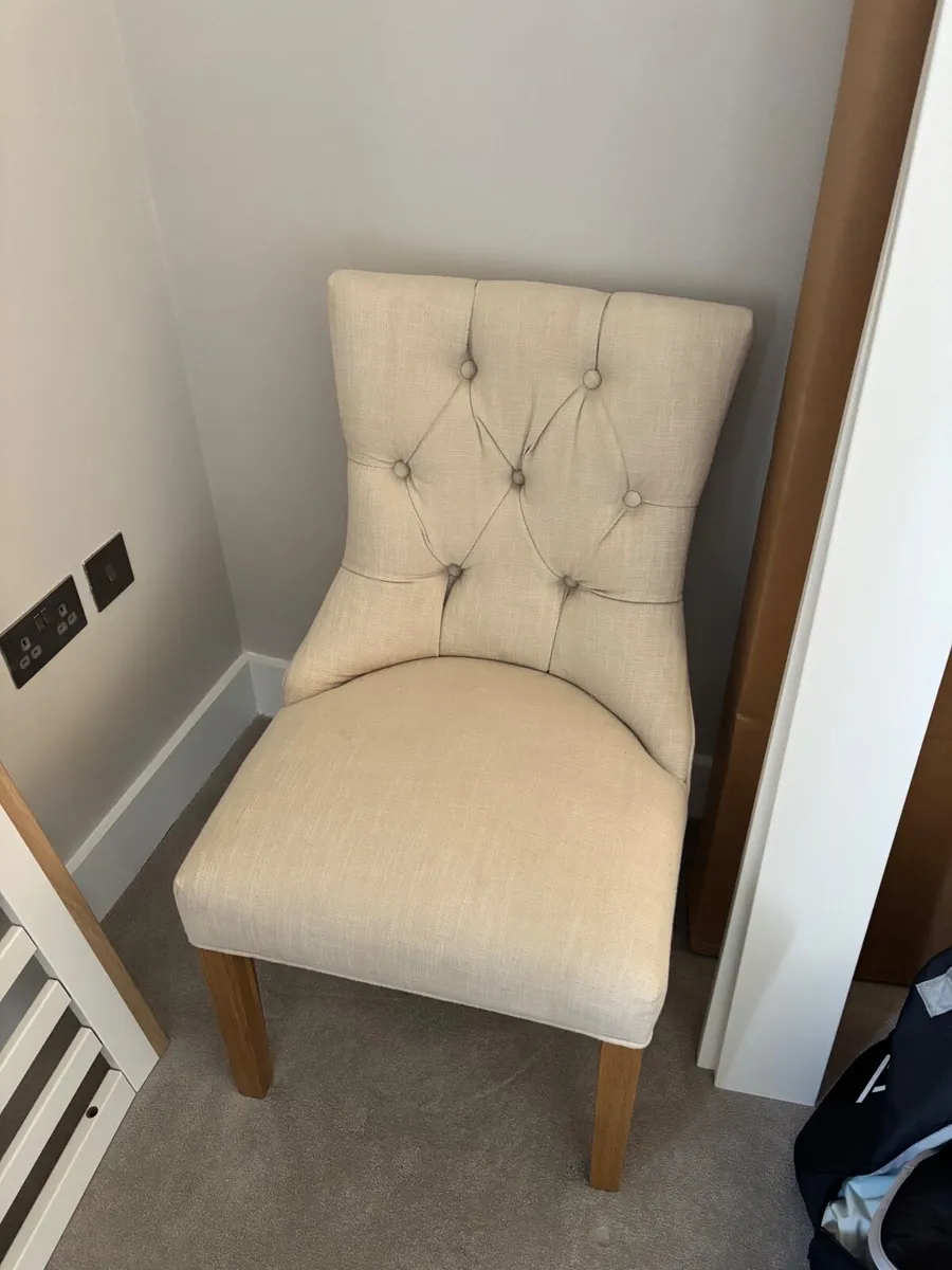 Beige fabric dining chair - Image 2