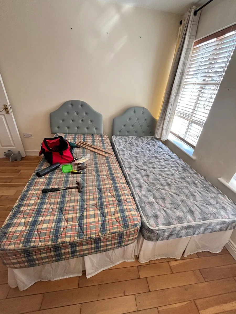 Free Two Single Divan Beds, Mattresses, Headboards