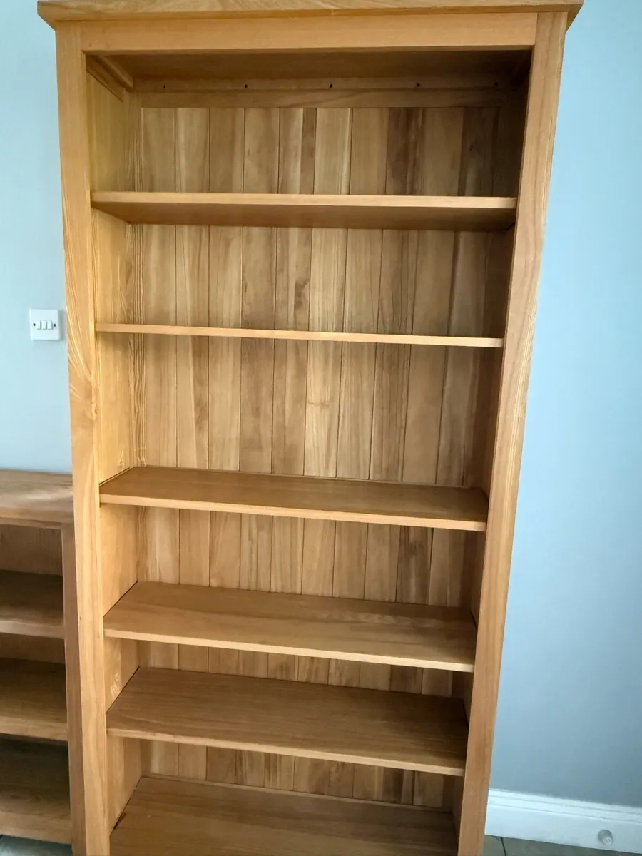 Solid oak shelving unit
