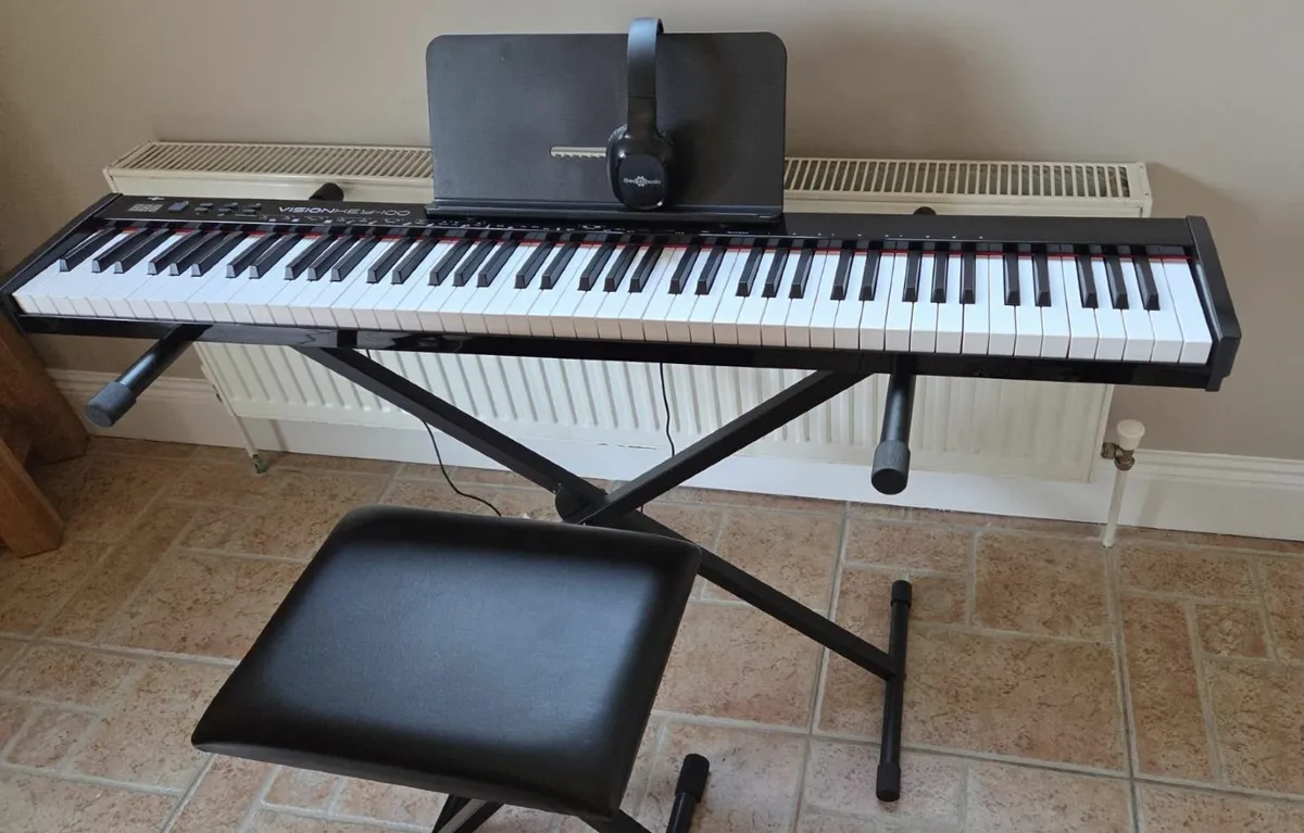 Keyboard with Headphones,  Stand and Stool - Image 1