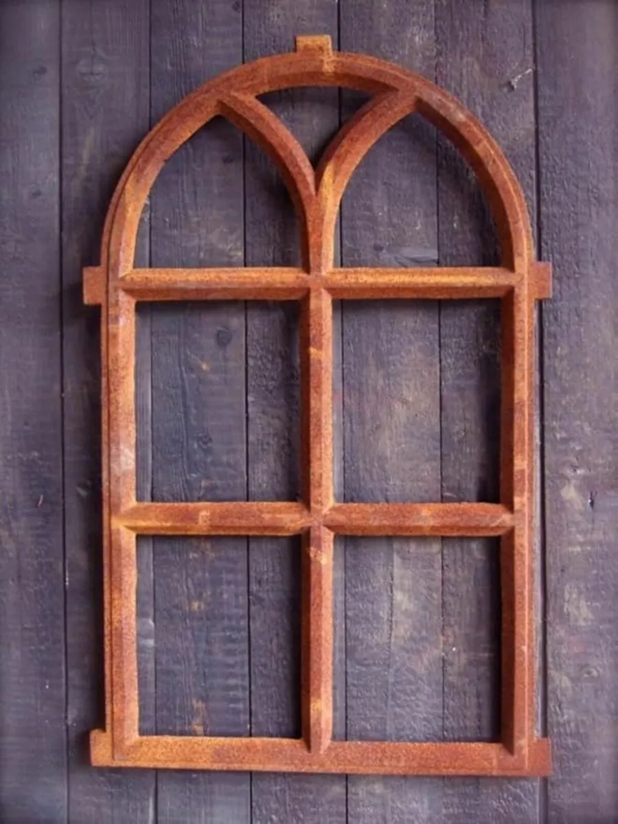 Iron Window with Round Arch | Approx. 98 x 54 cm | - Image 2
