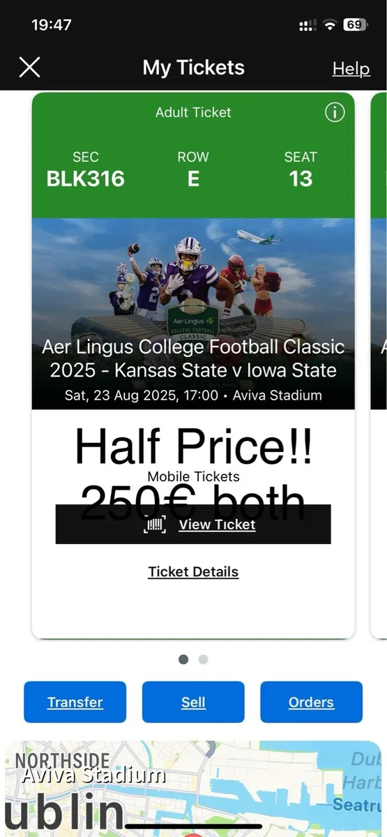 Kansas State v Iowa St 23/8 @Aviva €250 for both!