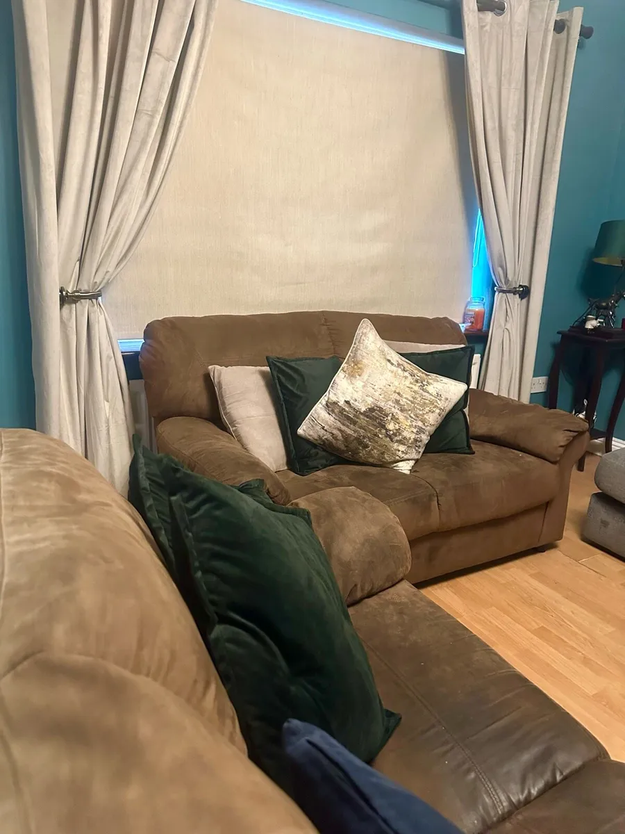 Sofa Set X3 - Three Brown Suede Couches - Image 1