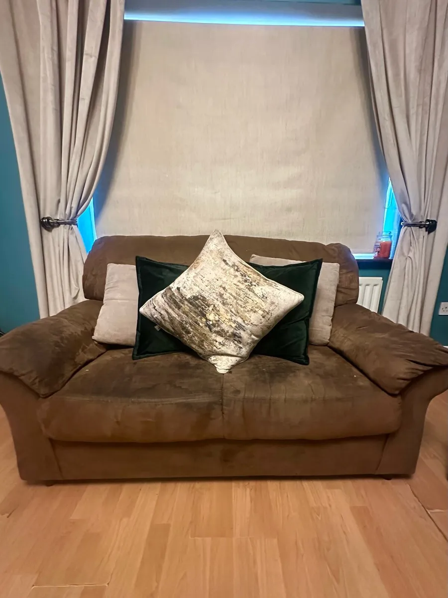 Sofa Set X3 - Three Brown Suede Couches - Image 2