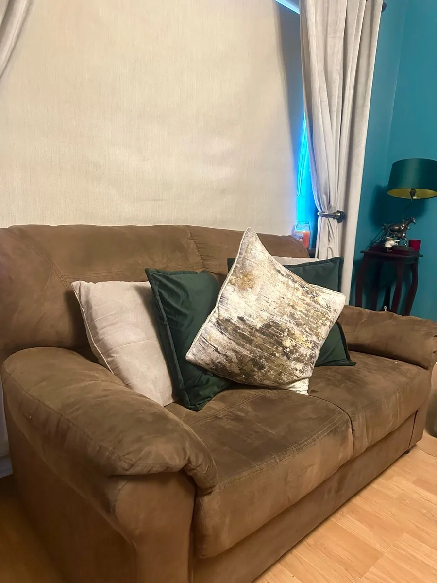Sofa Set X3 - Three Brown Suede Couches - Image 3