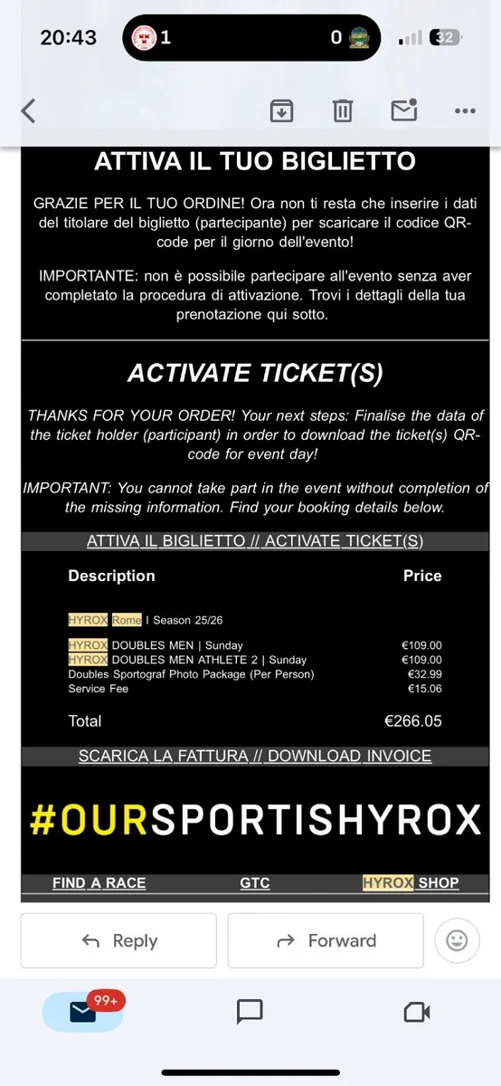 Hyrox Doubles Ticket Rome Sunday