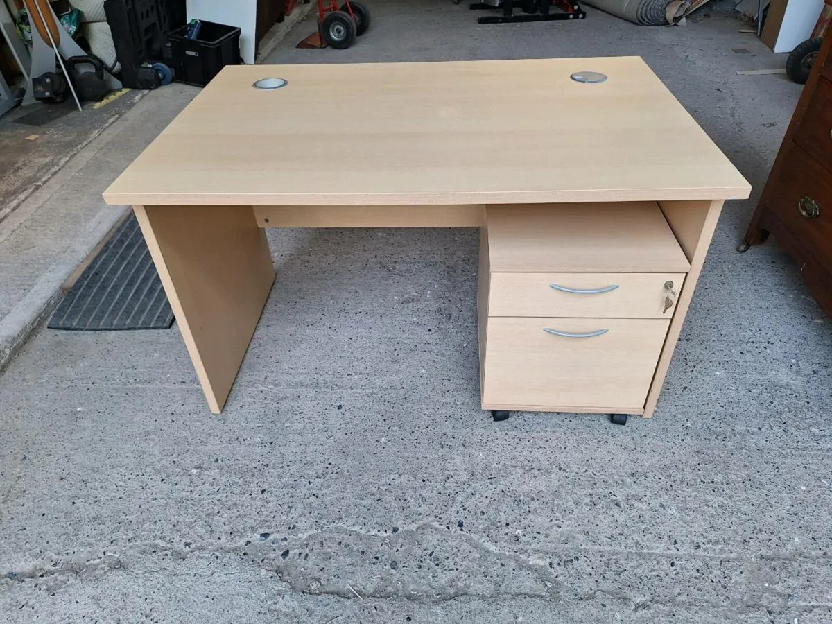 Wooden desk with small drawer unit (DELIVERY) - Image 1