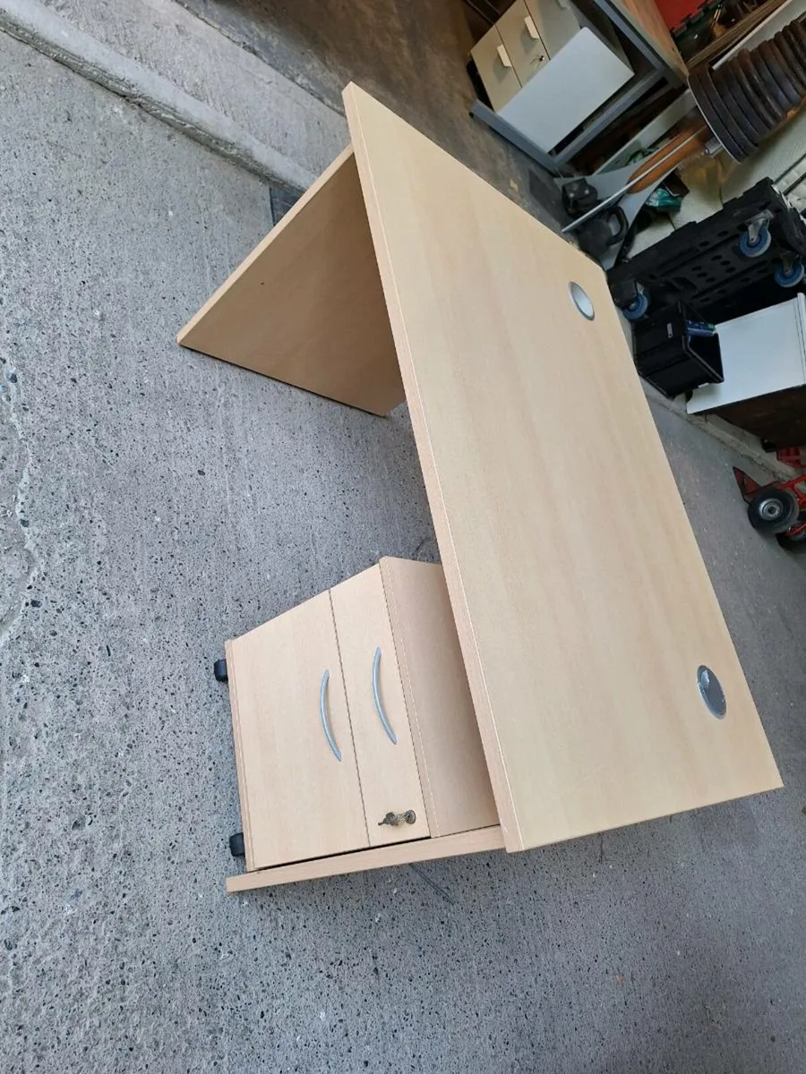 Wooden desk with small drawer unit (DELIVERY) - Image 3