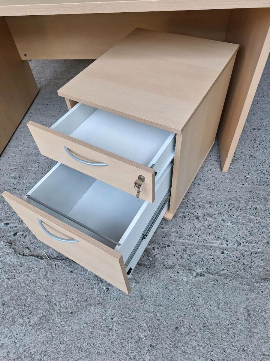 Wooden desk with small drawer unit (DELIVERY) - Image 4