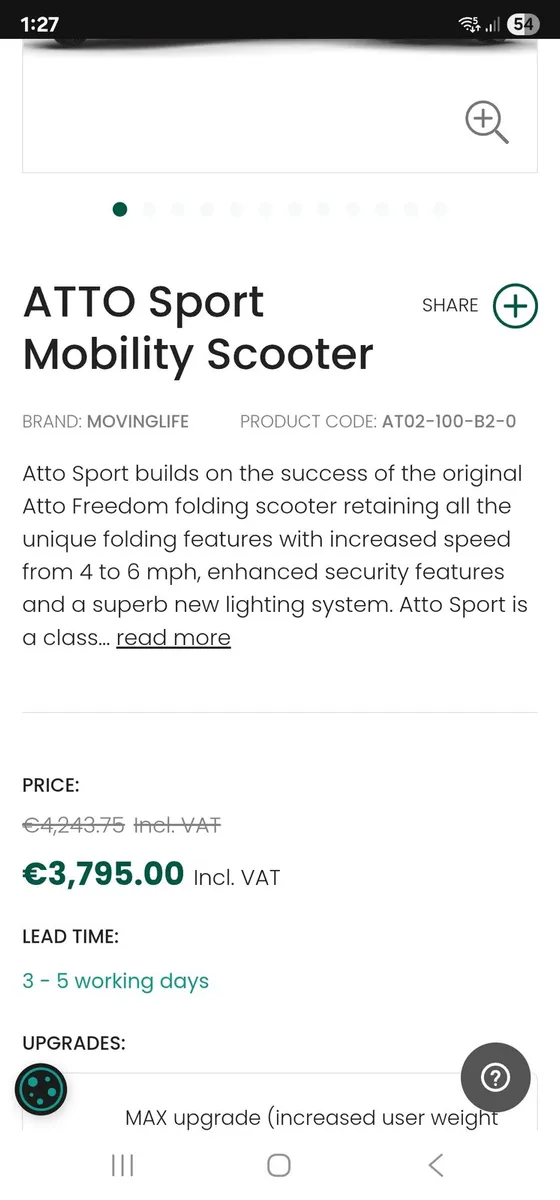 Atto sport foldable mobility scooter - Image 3