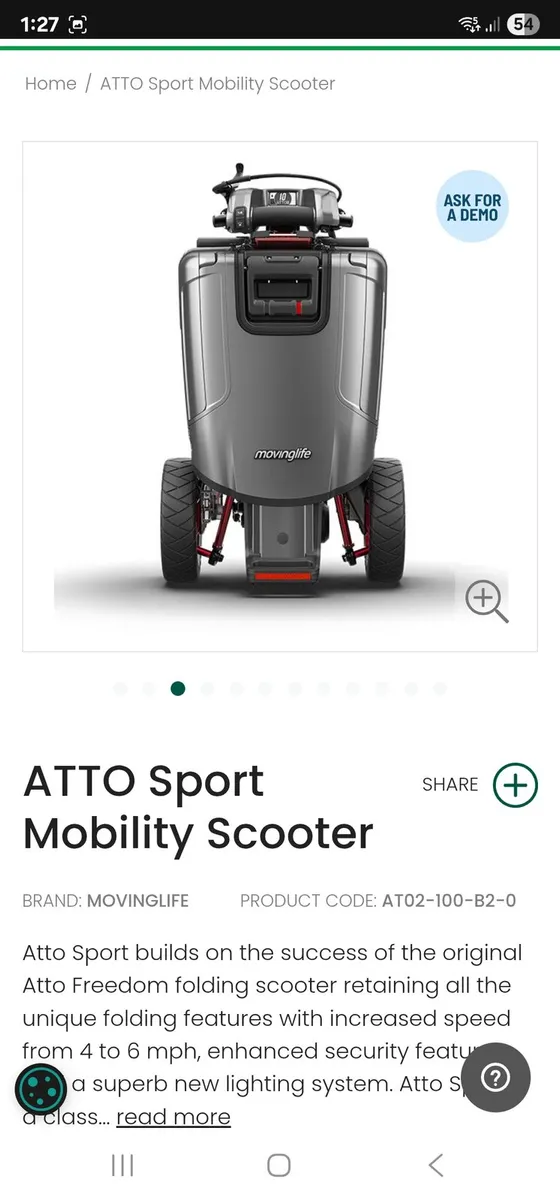 Atto sport foldable mobility scooter - Image 4
