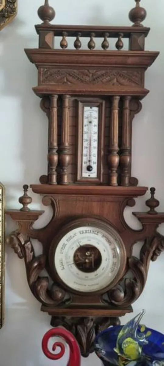 Large wooden, richly carved French barometer - Image 2