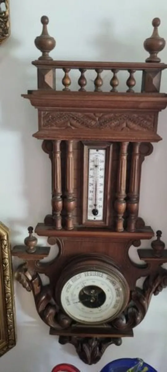 Large wooden, richly carved French barometer - Image 3