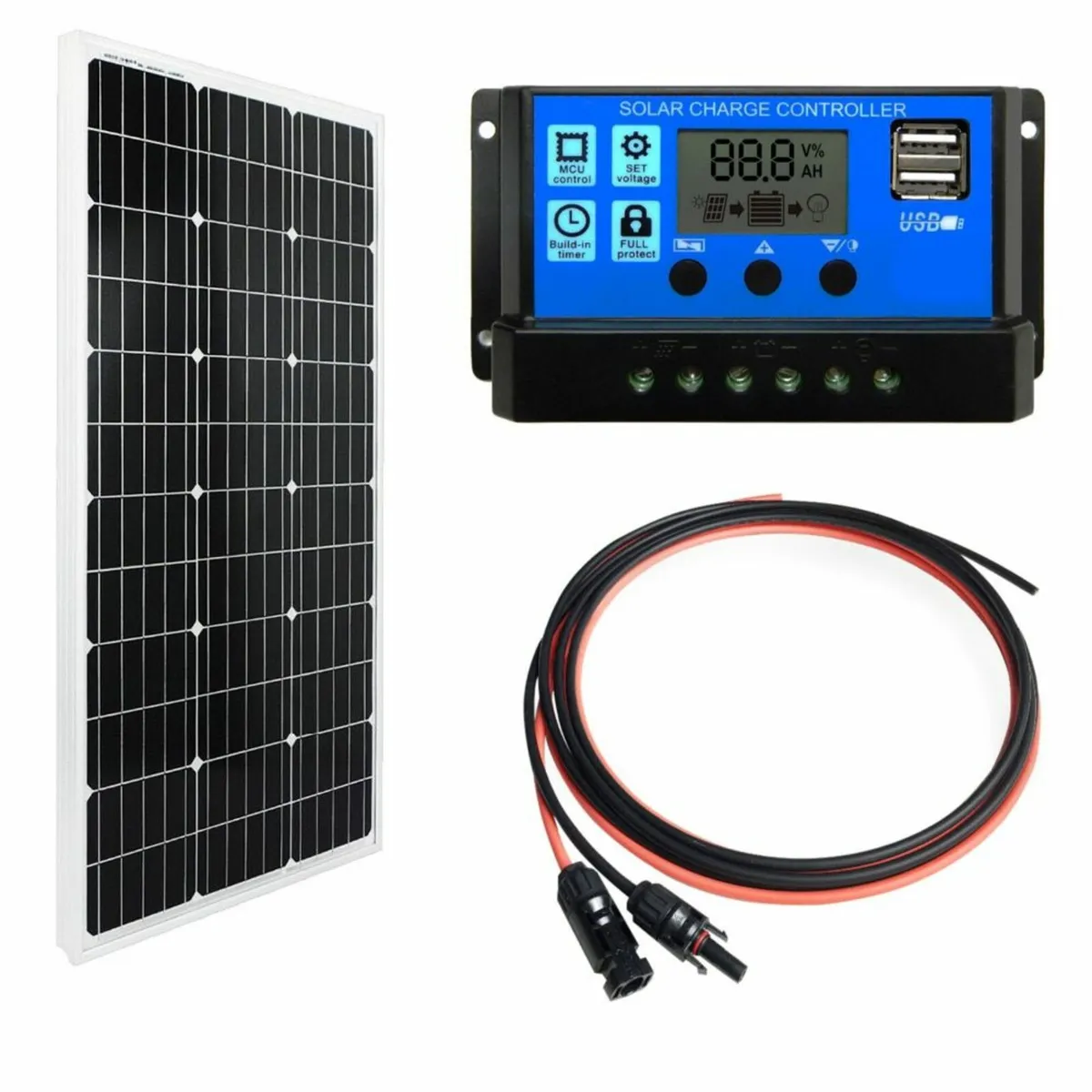 12V 100W solar panel kit for shed lighting - Image 2