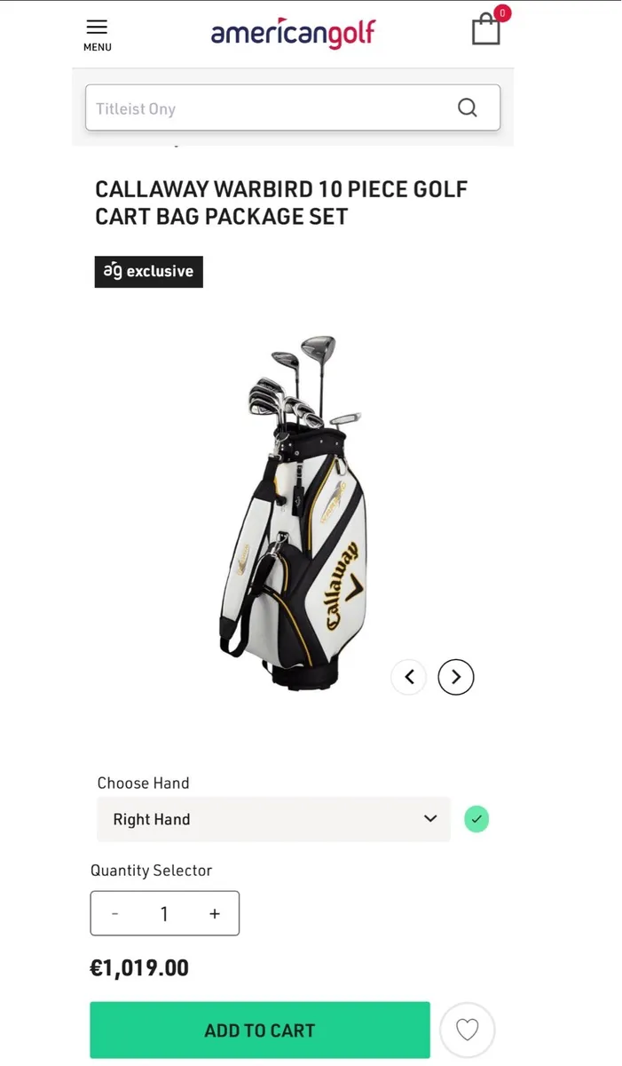 Callaway Warbird Set - 4i to SW & Cart Bag - Image 1