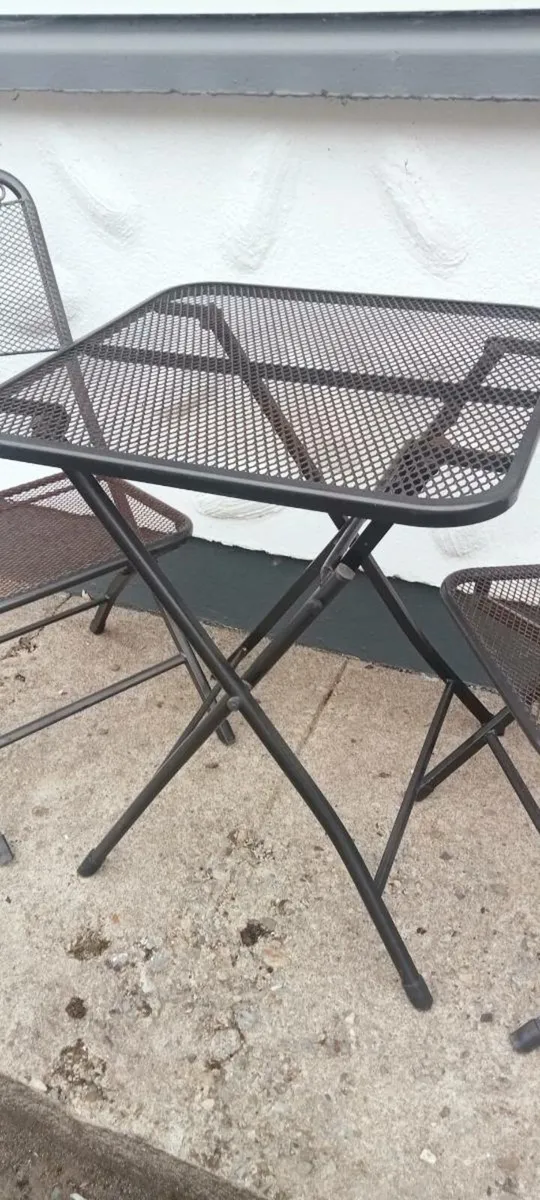 Bistro set,,, grey metal - Image 2