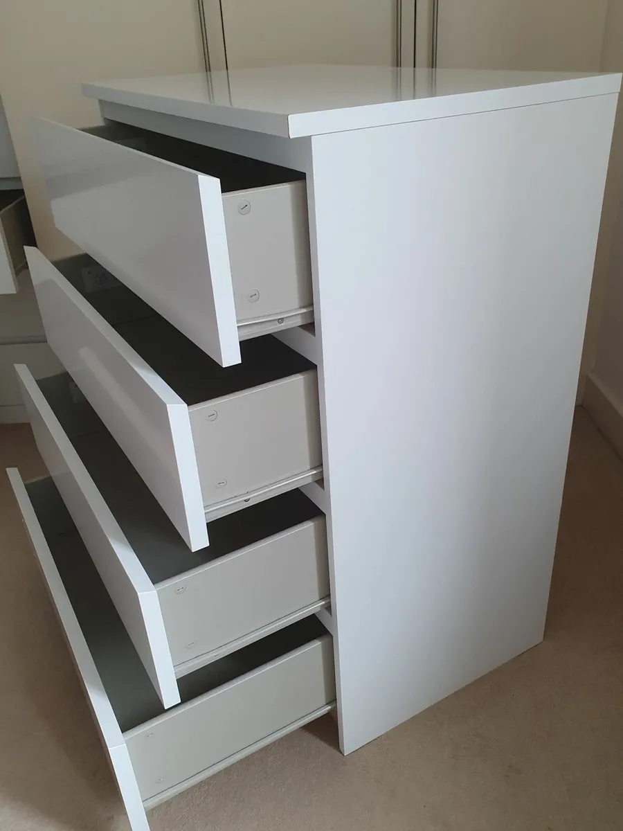 IKEA MALM Chest of 4 drawers, white, 80x100 cm - Image 1