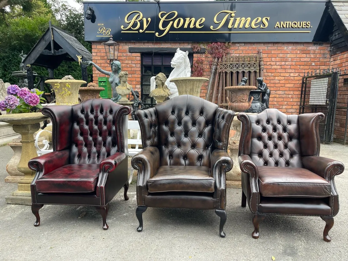 Antique chesterfield queen Ann chairs - Image 1