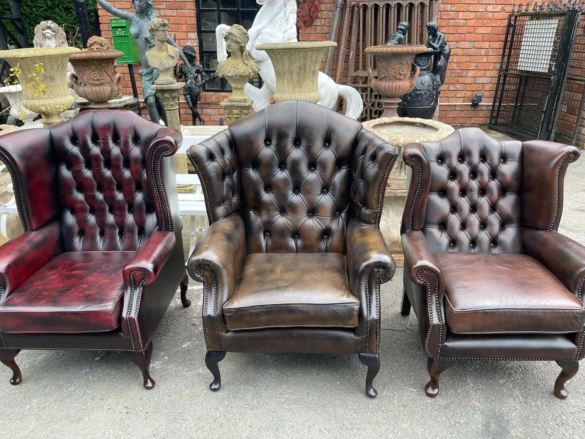 Antique chesterfield queen Ann chairs - Image 2