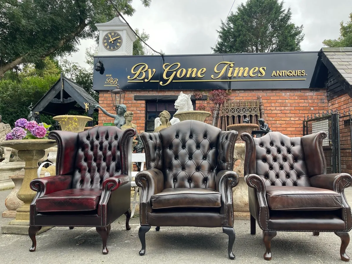 Antique chesterfield queen Ann chairs - Image 3