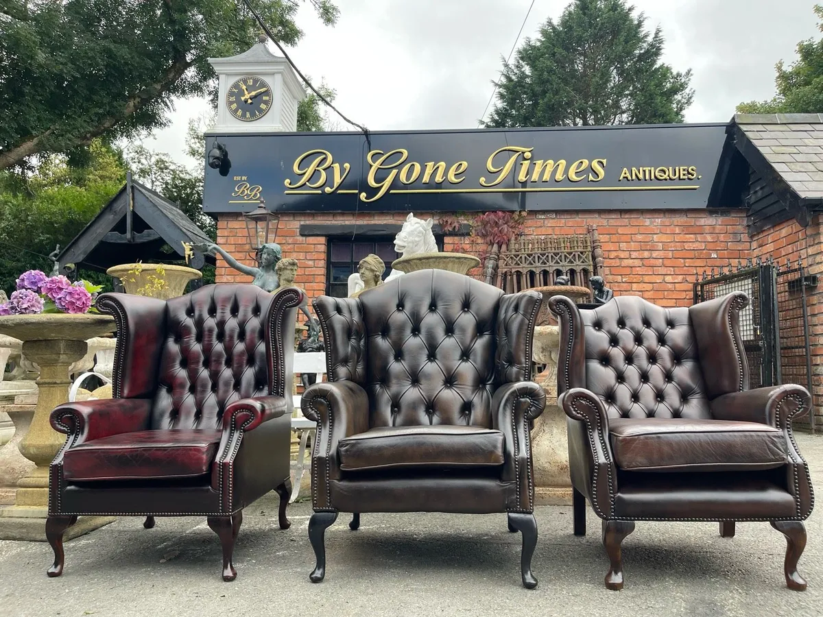 Antique chesterfield queen Ann chairs - Image 4