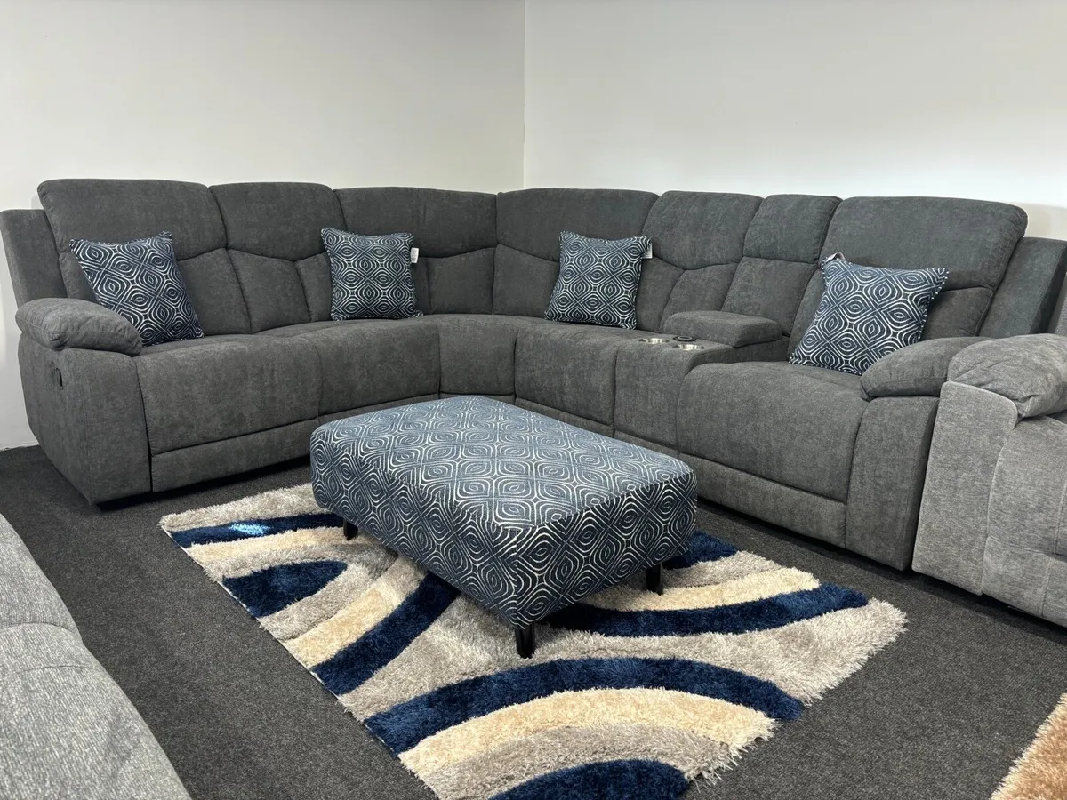 New Grey Fabric Recliner with Wireless Charger - Image 2