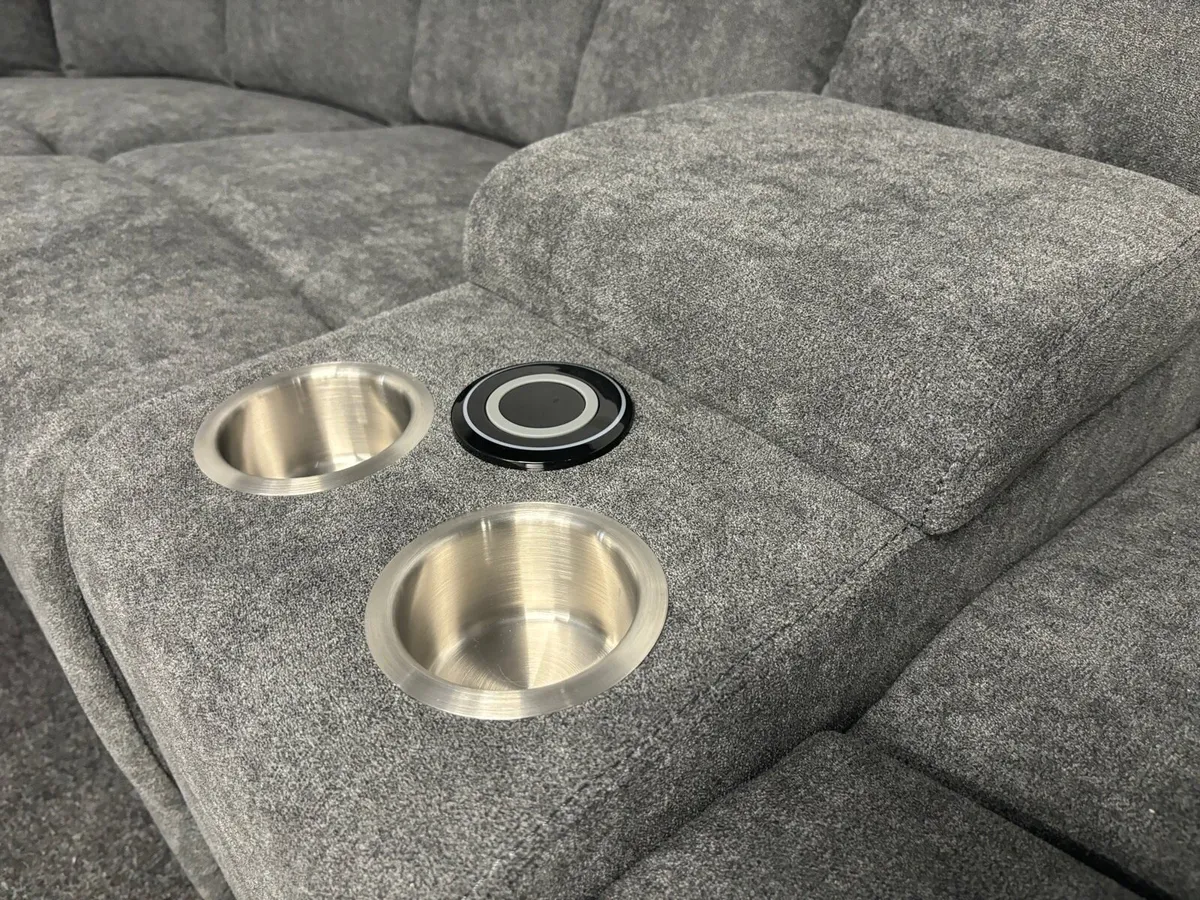 New Grey Fabric Recliner with Wireless Charger - Image 4