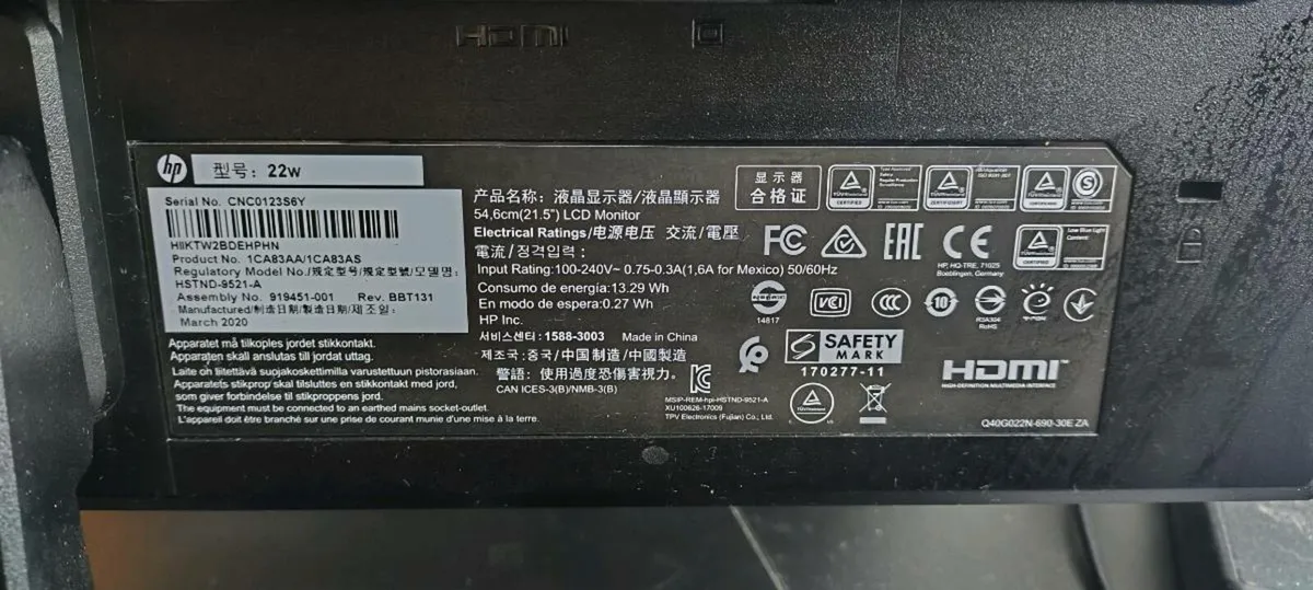 Hp 21.5Inch Hd Monitor (Hstnd-9521-A) - Image 1
