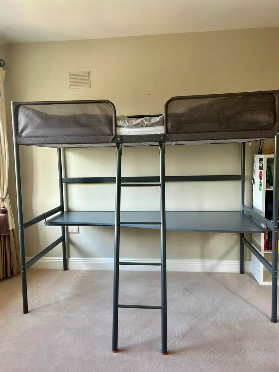 IKEA TUFFING Loft Bed (incl mattress) with Desk - Image 3