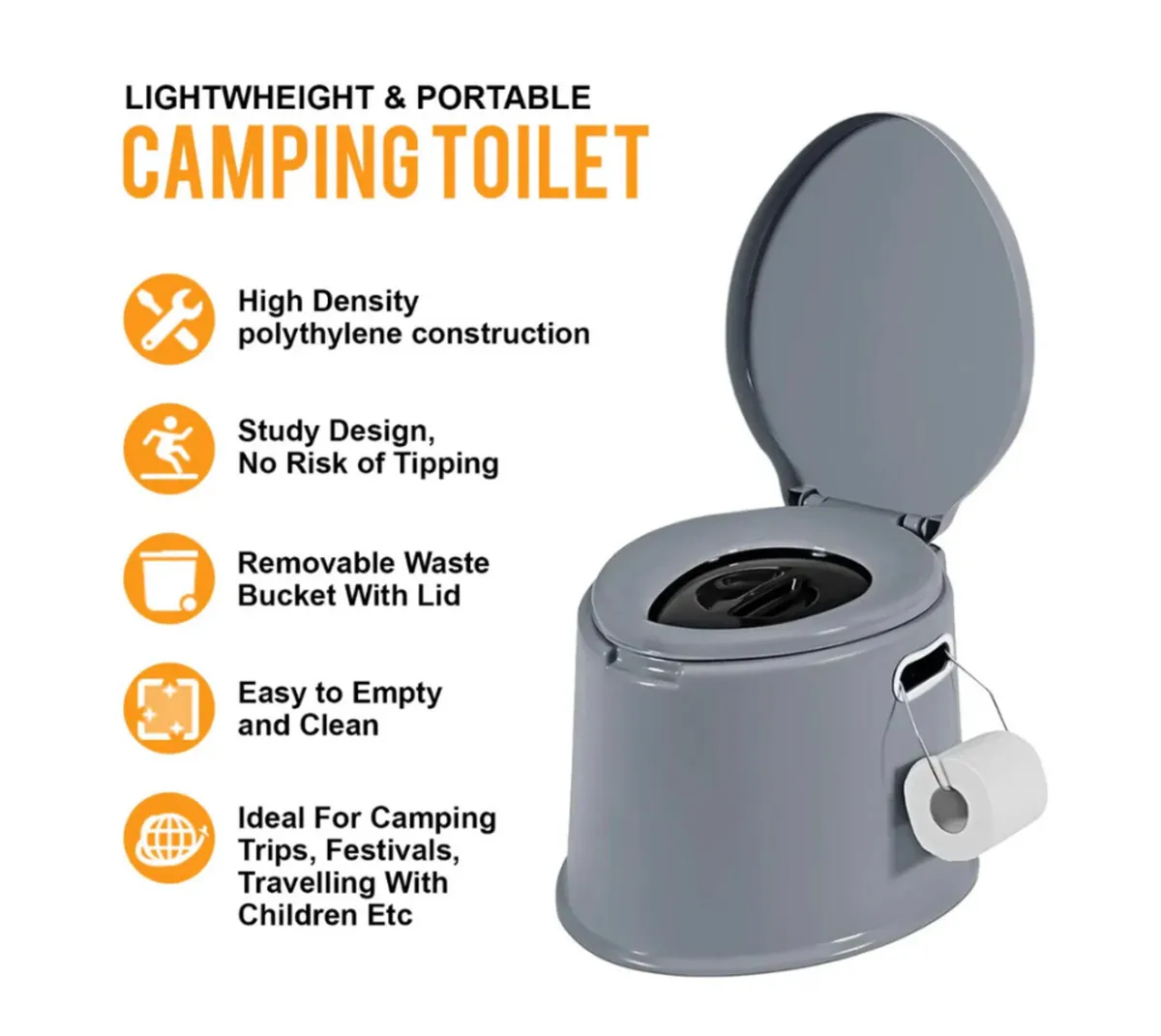 6 Litre Portable Camping Toilet Outdoor Loo - Image 2