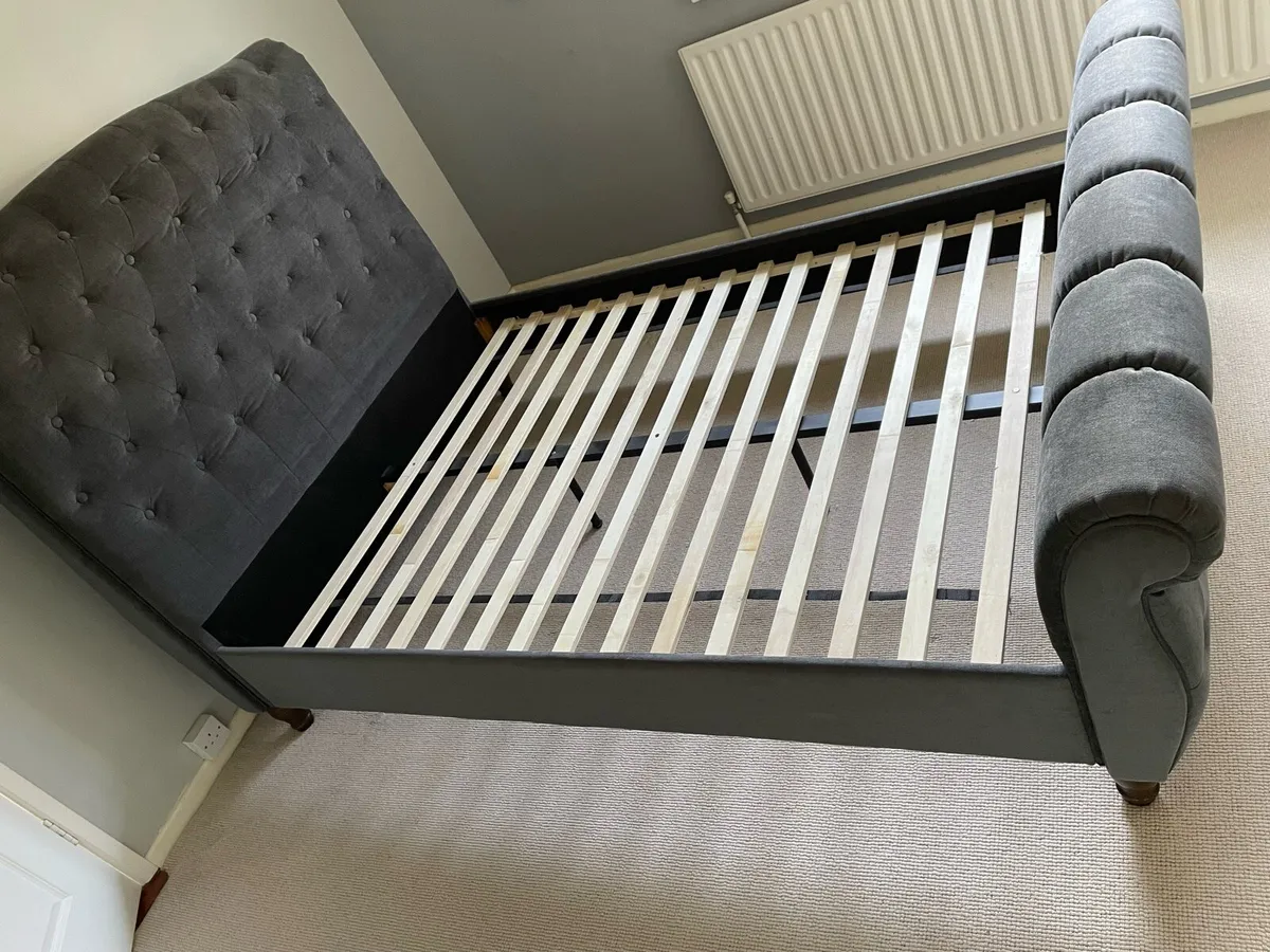Harvey Norman upholstered sleigh double bed frame - Image 1