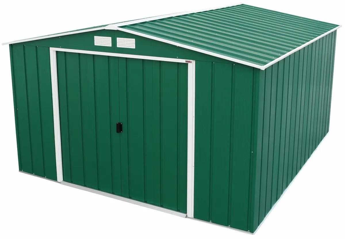 Steel Garden Shed 10x12 Green Colour - Image 1
