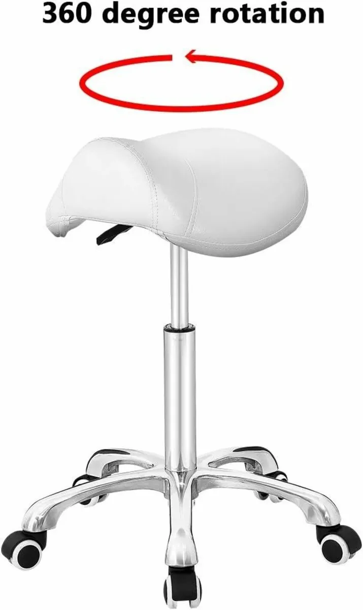 Saddle Swivel Seat Stool with Wheels Adjustable - Image 2