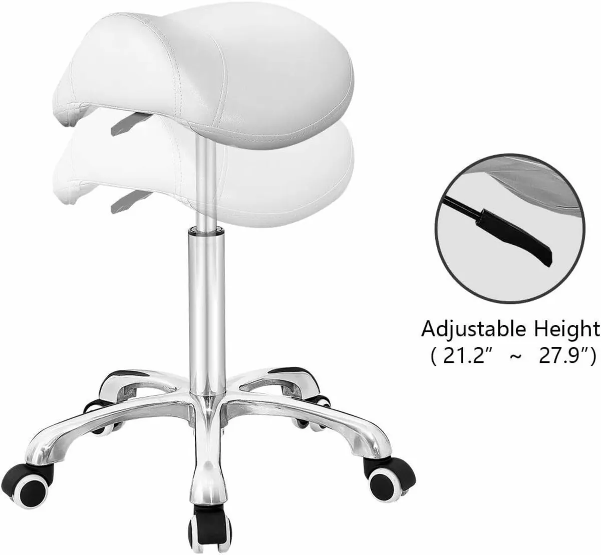 Saddle Swivel Seat Stool with Wheels Adjustable - Image 3