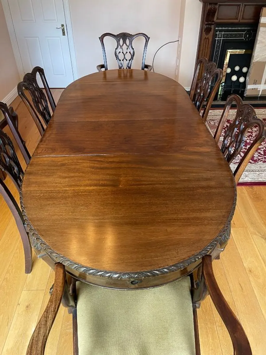 Antique Georgian Revival 8-Seater Mahogany Dining Table & Chairs Immaculate Condition - Image 1