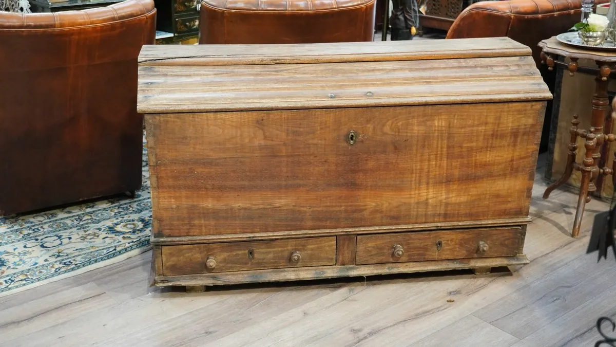 Antique Spanish Wooden Chest with Drawers 19th Cen - Image 1