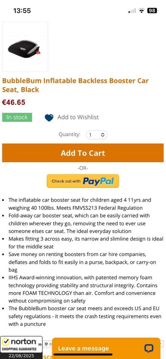 2 x Bubble Bum Booster Seat - Image 2