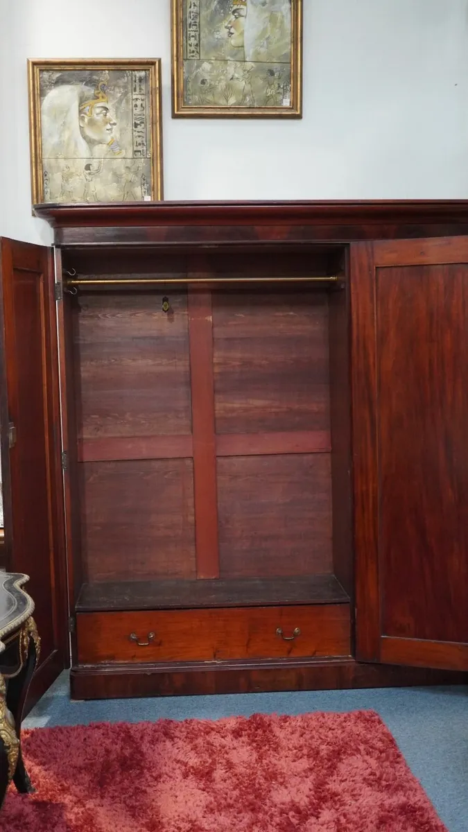 Victorian Mahogany Triple Wardrobe-Antique c.1880 - Image 4