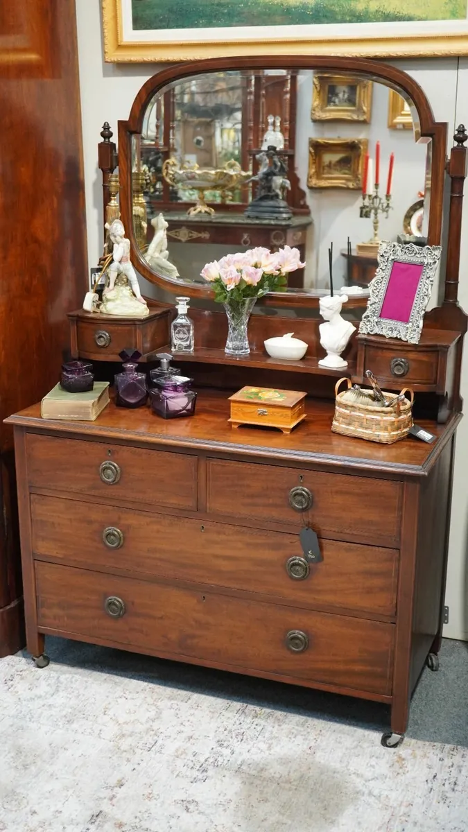 Antique Mahogany Dressing Table with Mirror - Image 1