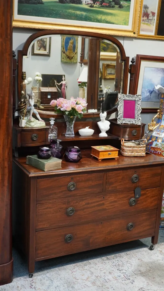 Antique Mahogany Dressing Table with Mirror - Image 2
