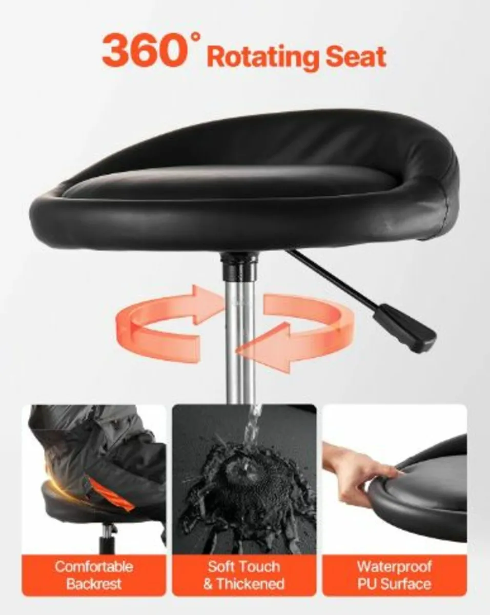 Rolling Shop Stool Heavy-Duty Garage Work Seat - Image 2