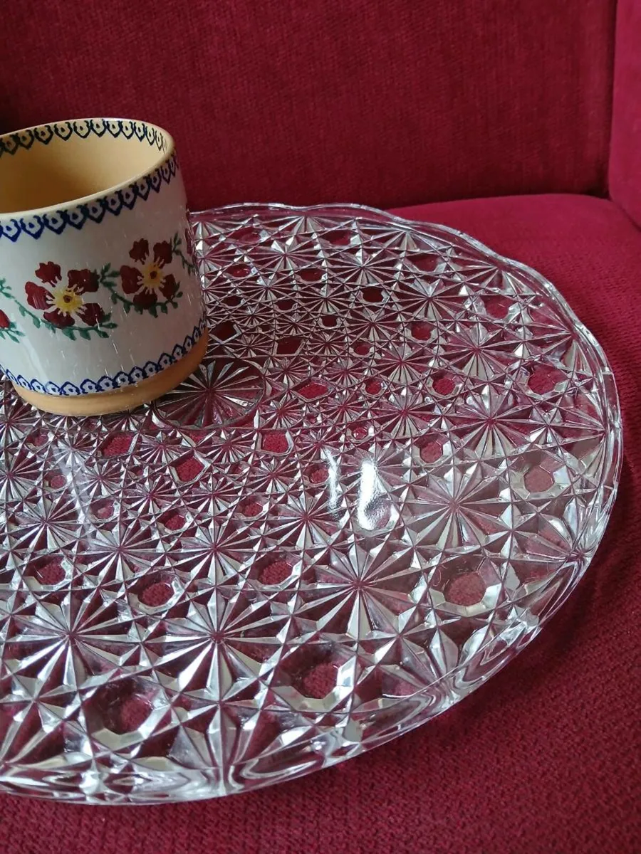 Large Cut glass platter - Image 2