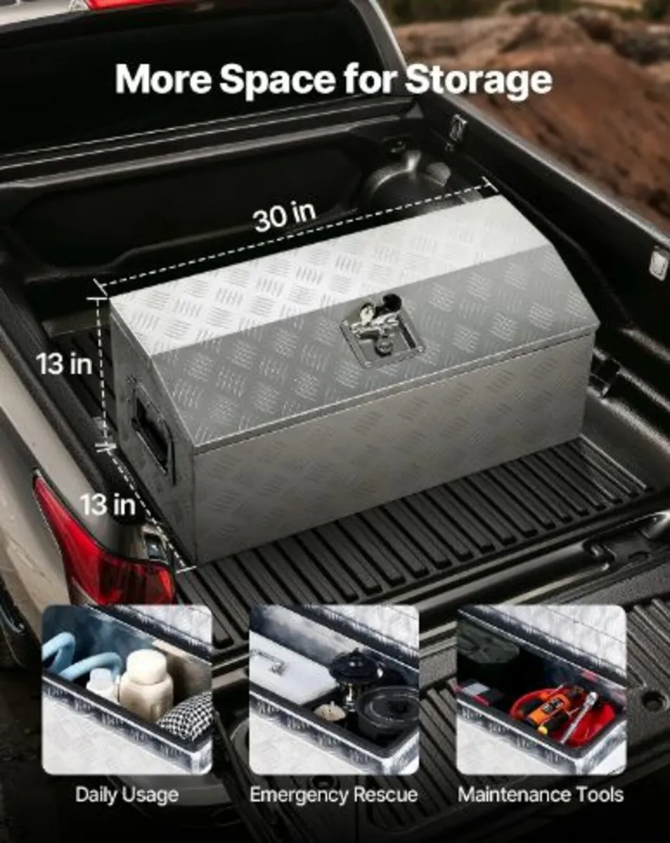 30"x13"x13" Heavy Duty Aluminum Truck Bed Tool Box - Image 2
