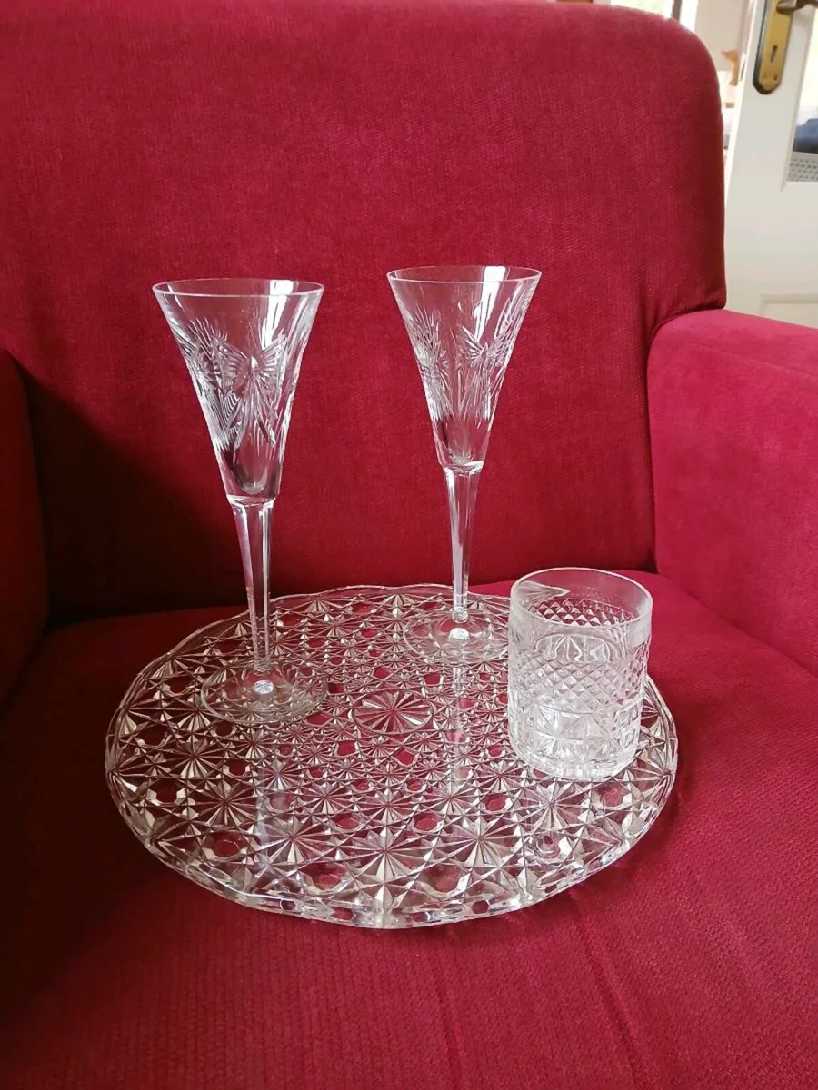 Large Cut glass platter - Image 1