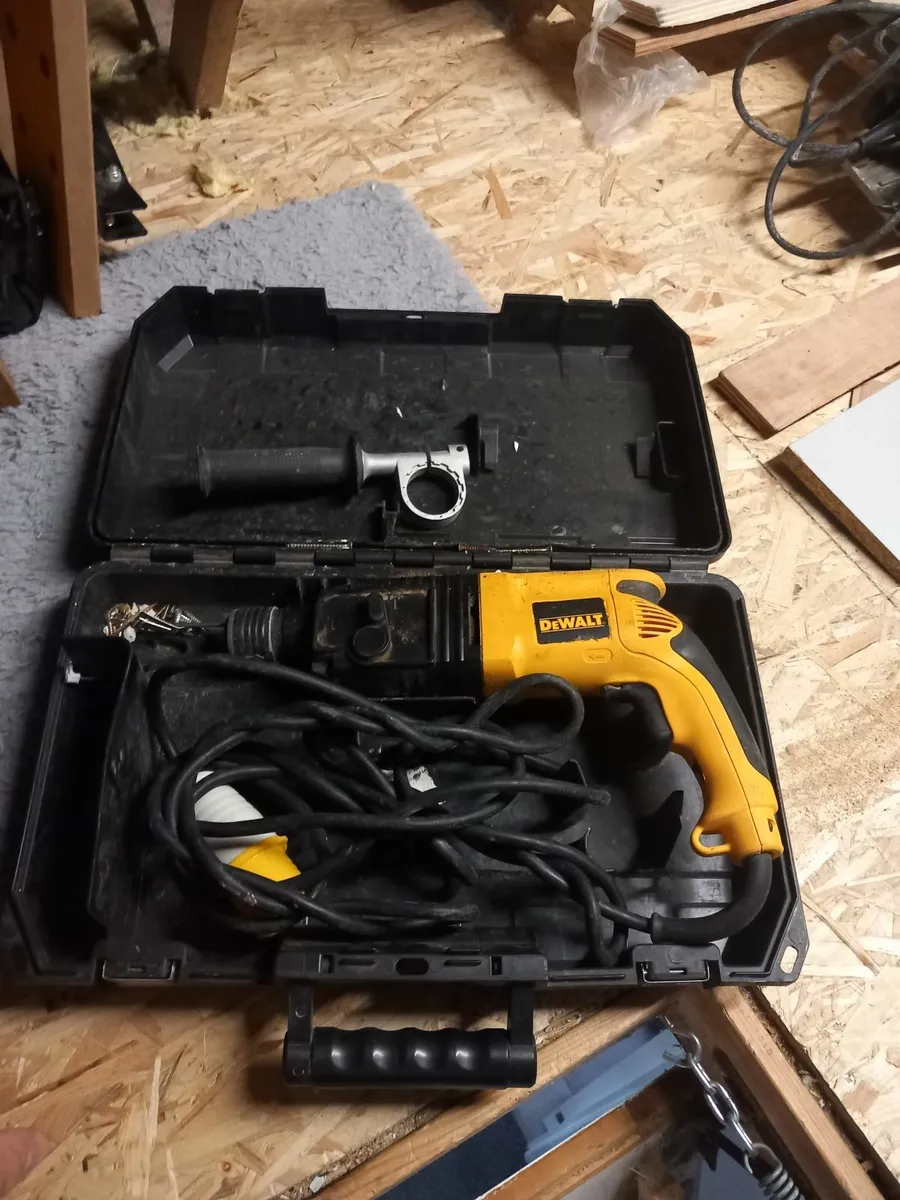 Dewalt 110  SDS Drill, Plunge track saw & Chop saw - Image 1