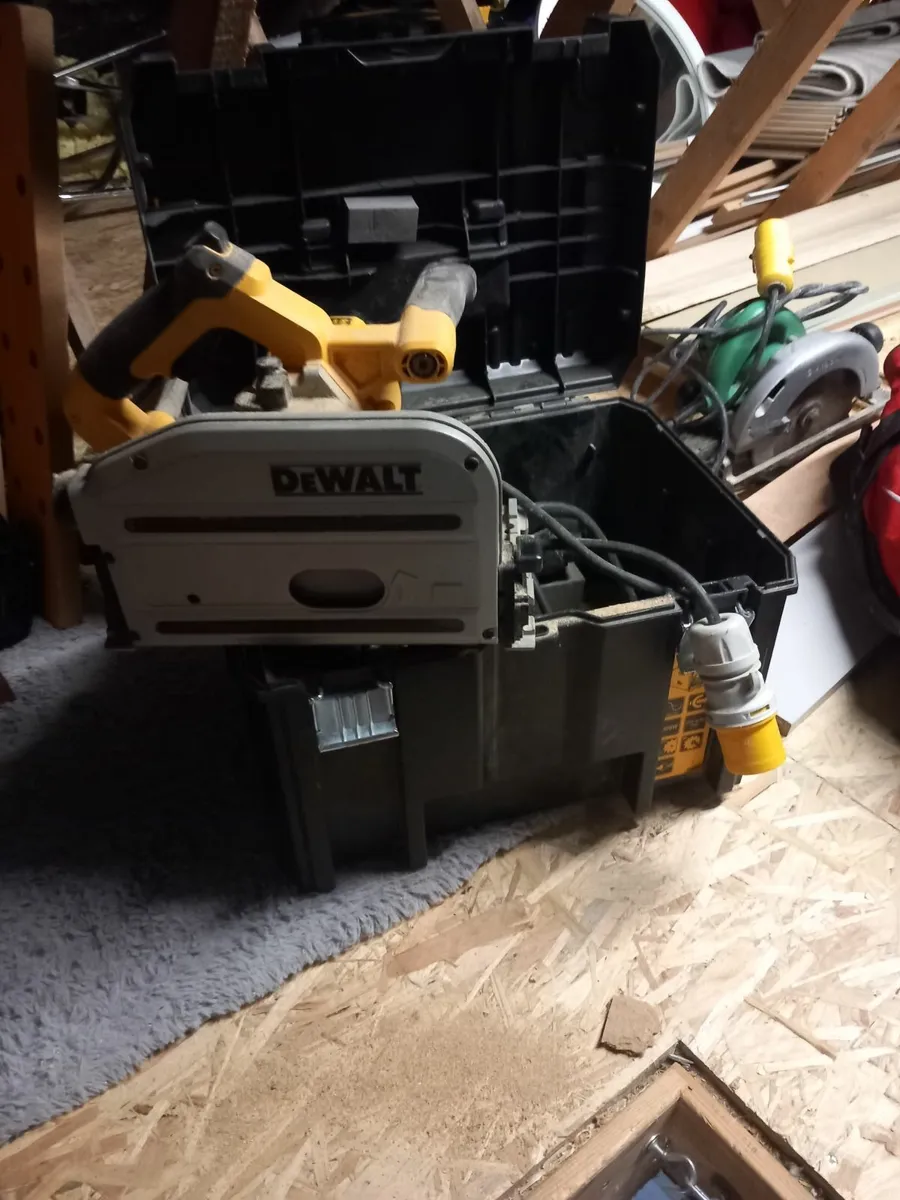 Dewalt 110  SDS Drill, Plunge track saw & Chop saw - Image 2