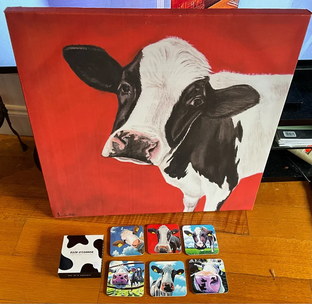 Cow Canvas Print & Set of Erin O’Connor Place Mats - Image 1