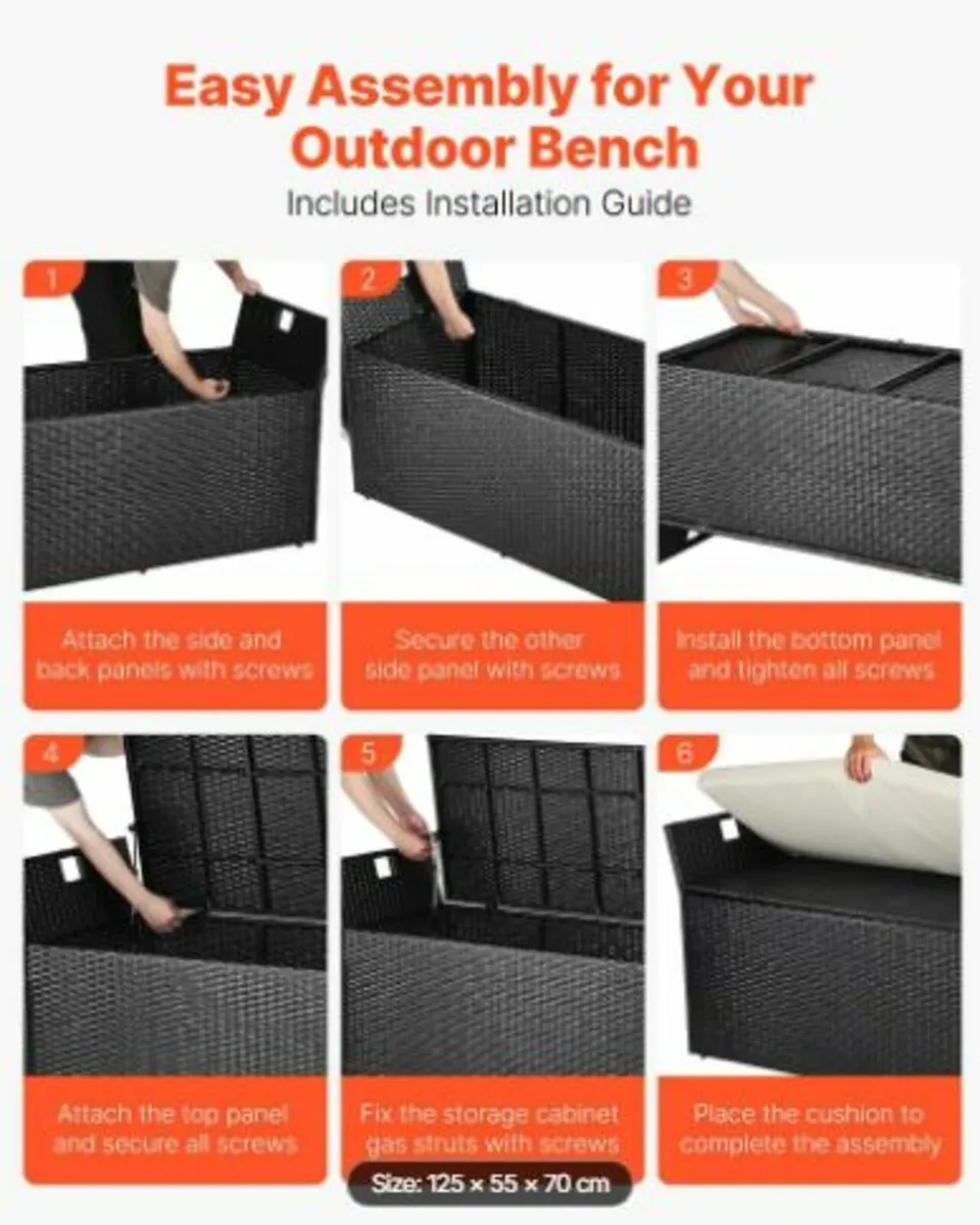 Outdoor Storage Bench PE Rattan 90 Gal Deck Box - Image 2