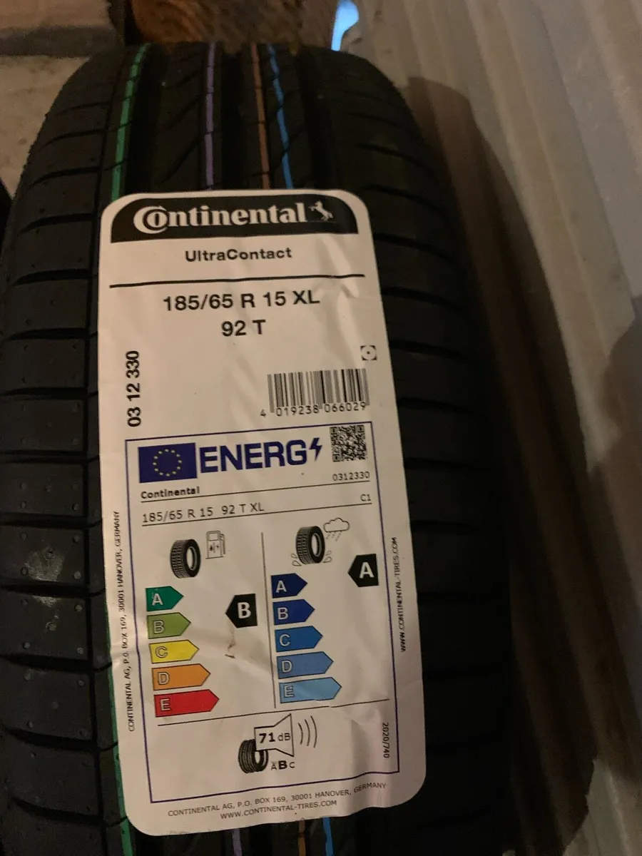 4 brand new tyres Continental 185/65 R15 92T XL - Image 1