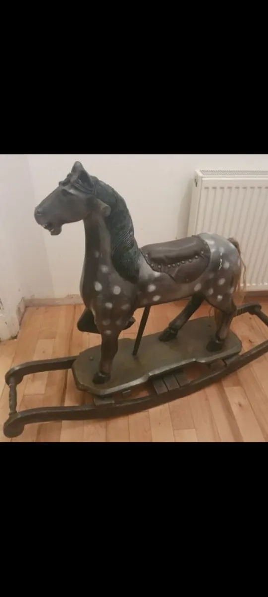 antique rocking horse solid wood  painted - Image 2